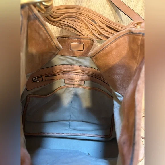 Stuart Weitzman brown suede leather shoulder or crossbody bag - Picture 12 of 13